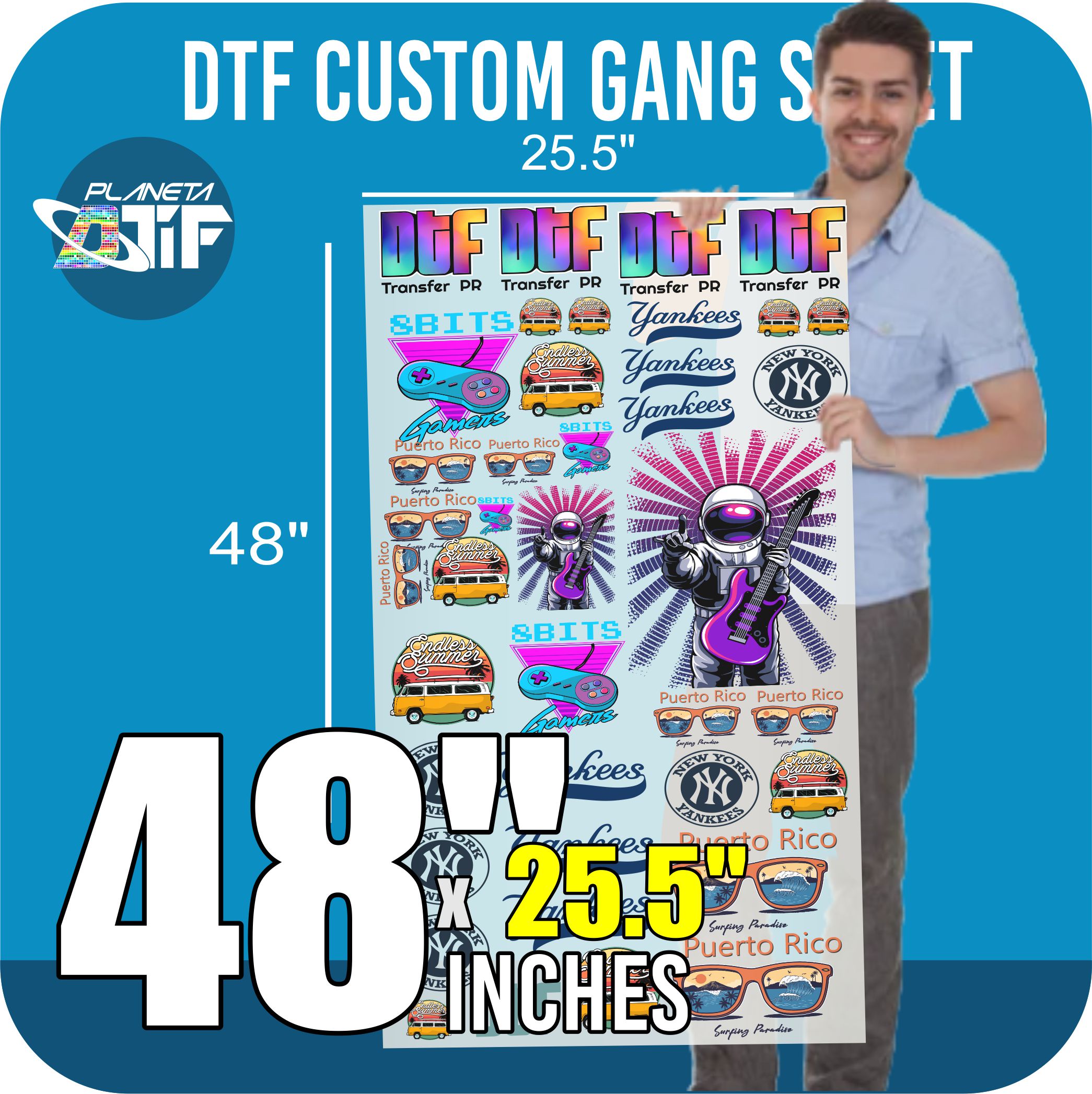 Custom DTF Gang Sheet 25.5 x 48 Inches