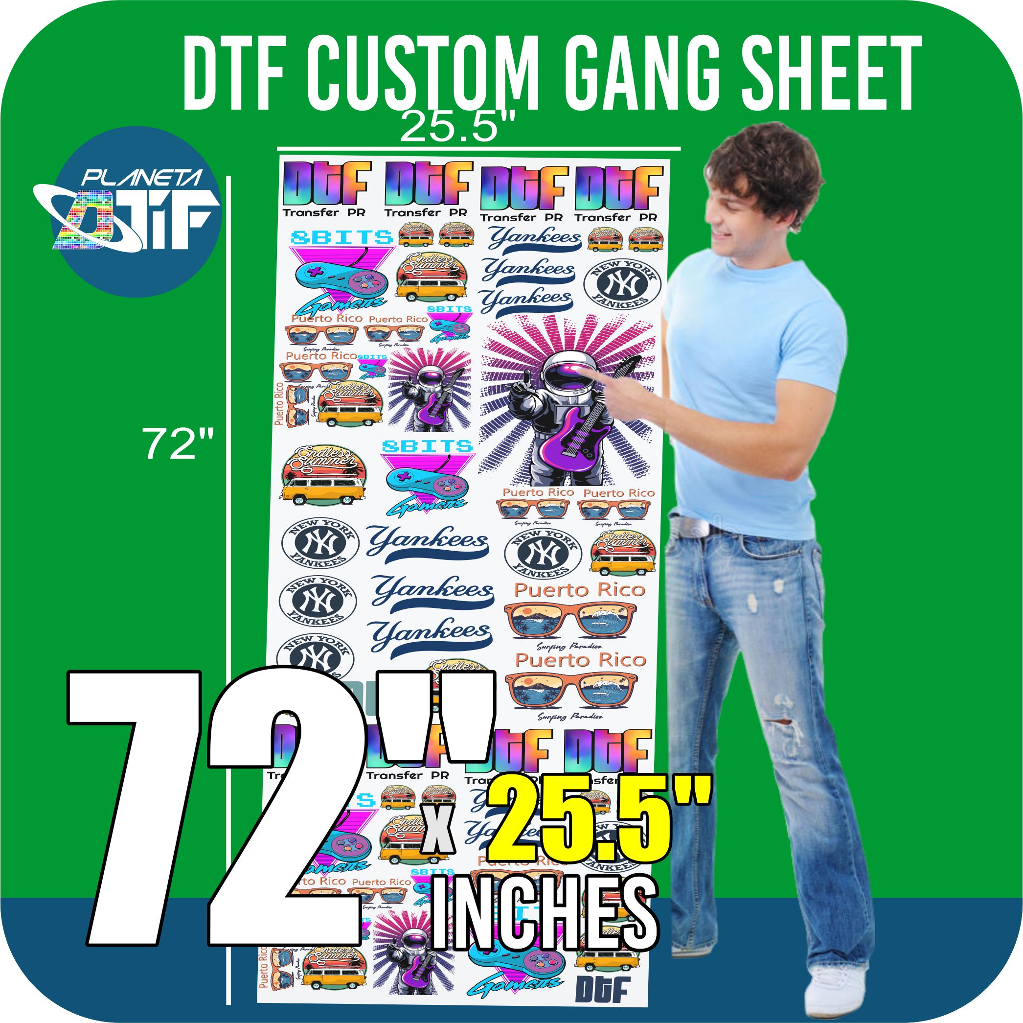 Custom DTF Gang Sheet 25.5 x 72 Inches